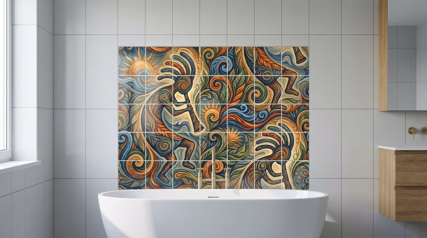 Kokopelli B Left - Tile Mural - Image 2