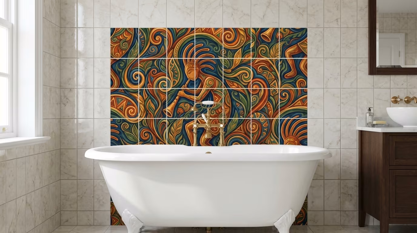 Kokopelli C Left - Tile Mural - Image 2