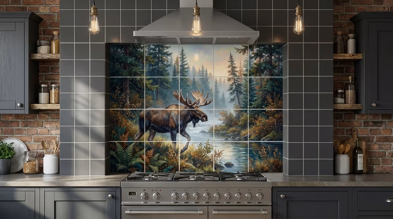 Lodge Moose 1 - Tile Mural - Image 2