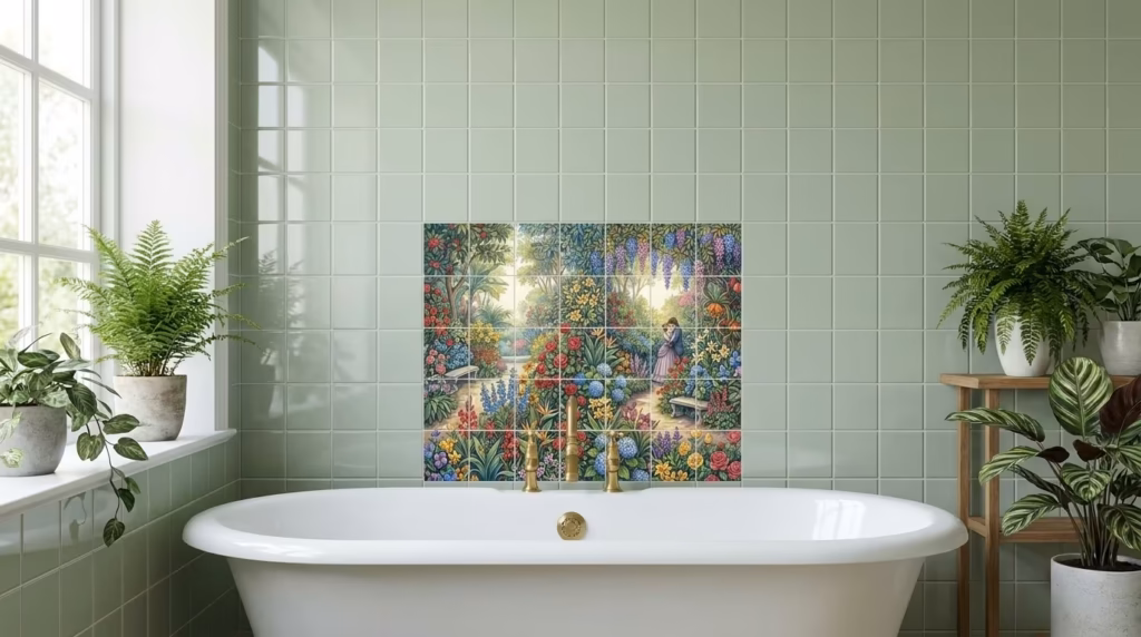 love affair tile mural in situ