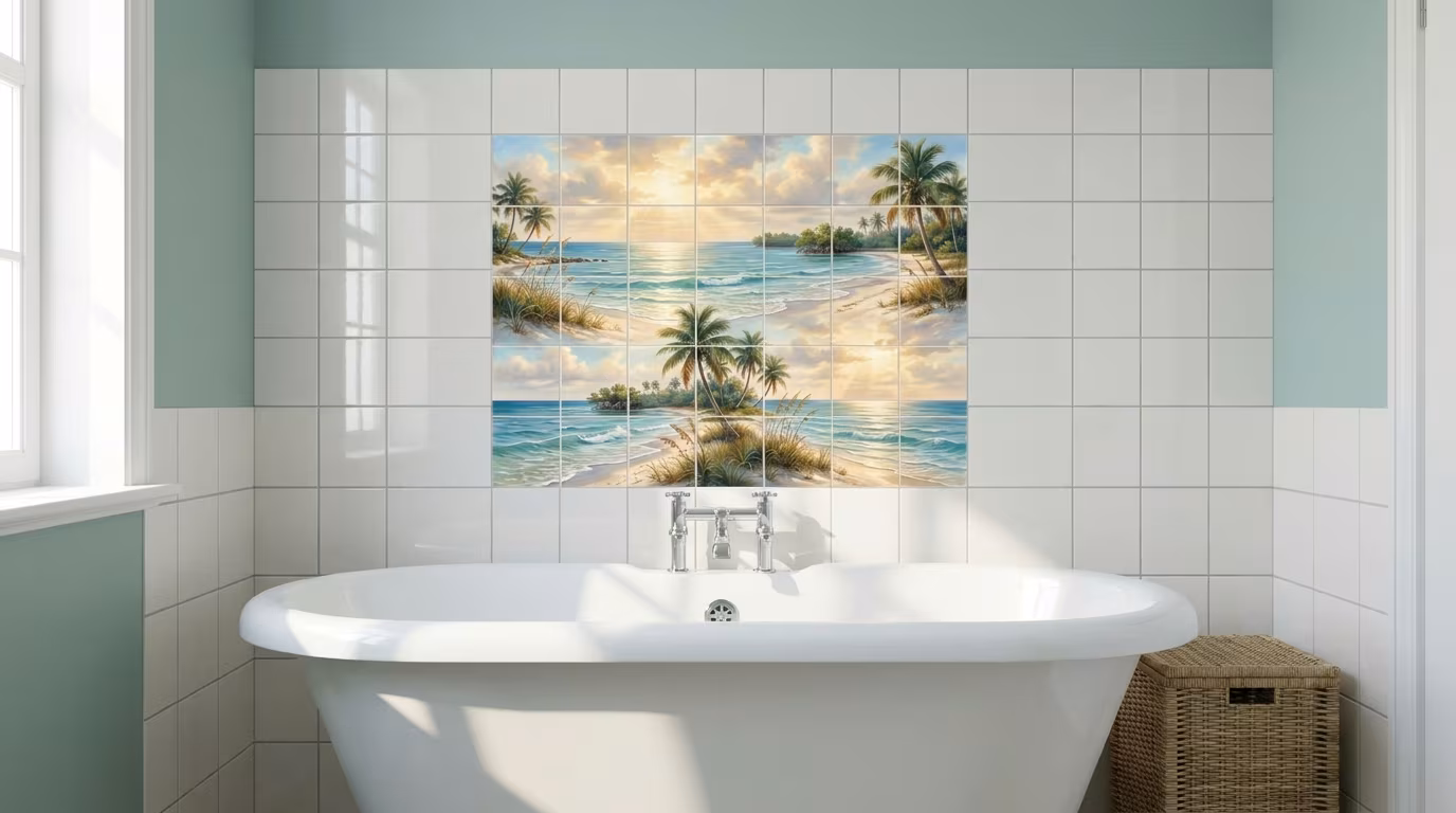 lovers key beach affordable tile mural tile mural in situ