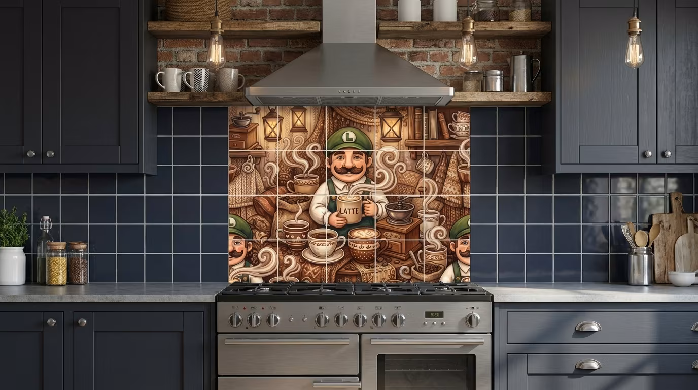 Luigi with Latte - Tile Mural - Image 2