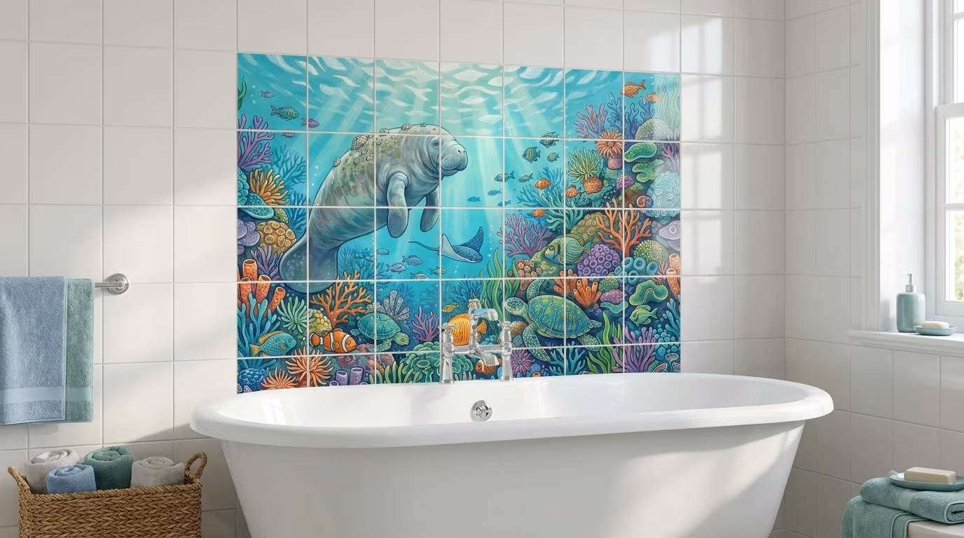 Manatee Passing Time - Tile Mural - Image 2