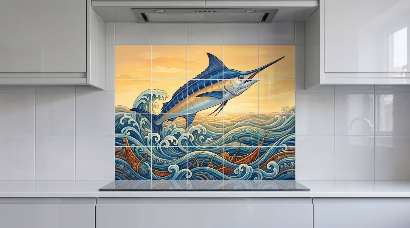 Marlin Leap - Porcelain Tile Mural - Image 2