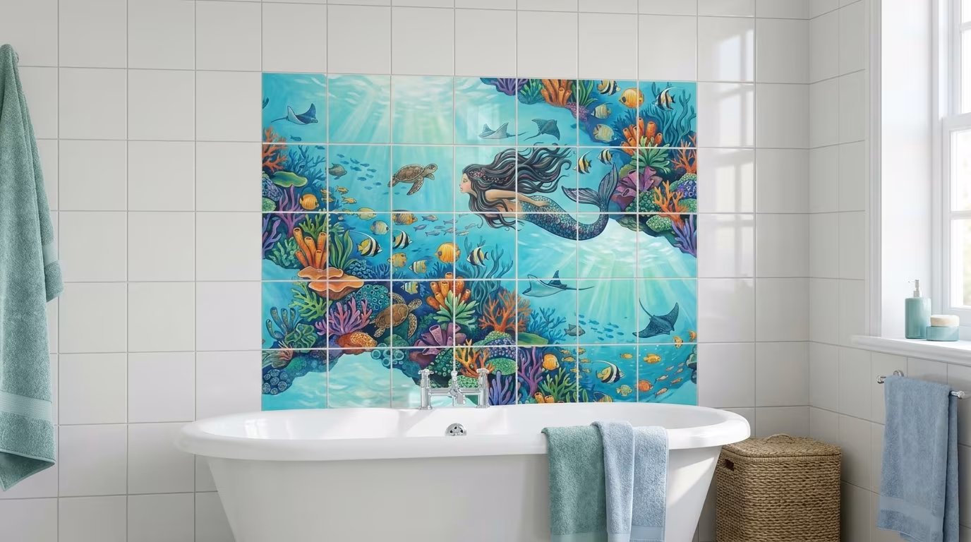 Mermaid - Porcelain Tile Mural - Image 2