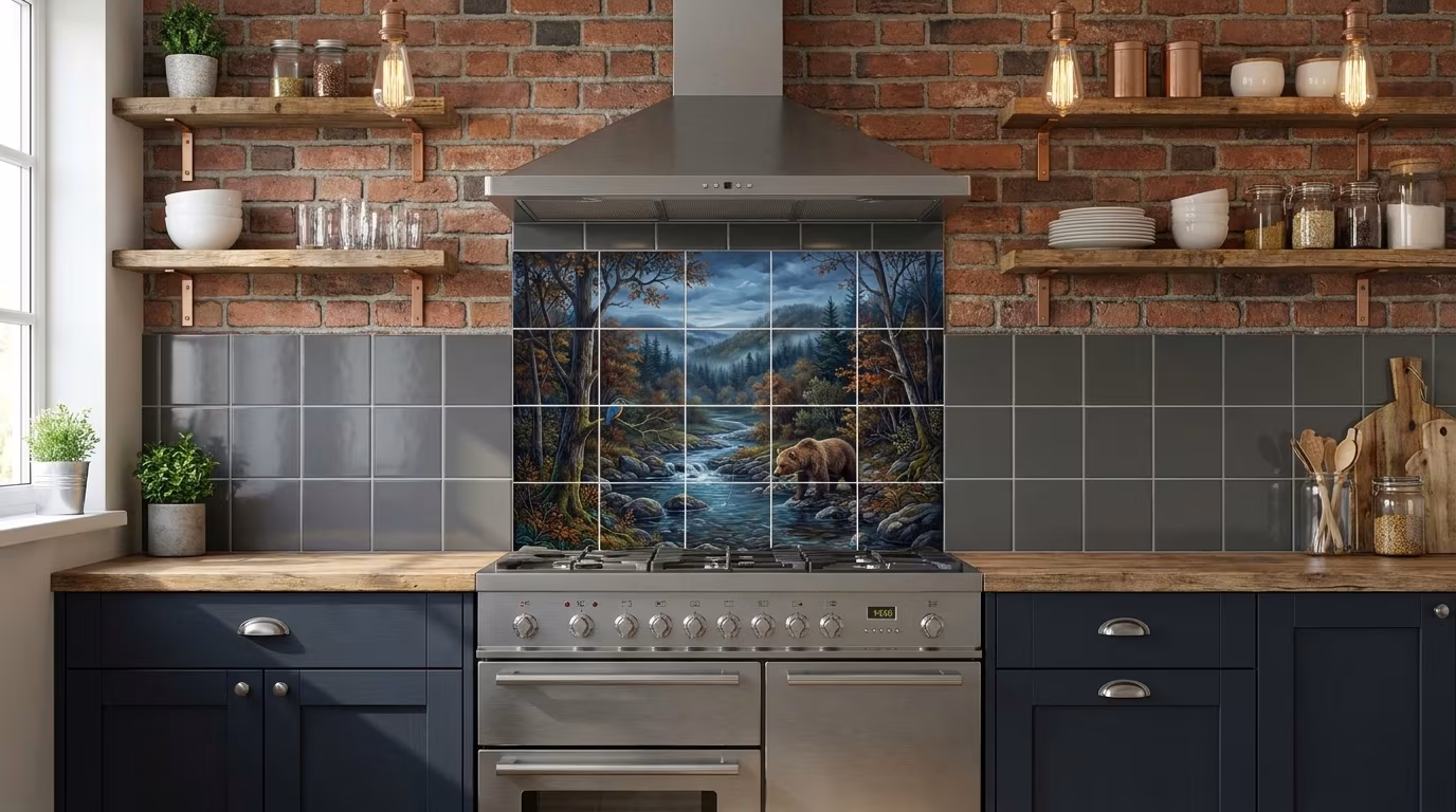 Mountain Stream 2 tile mural