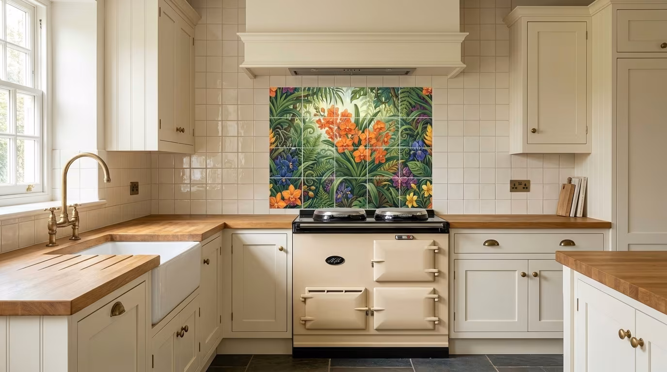 Orange Orchid - Tile Mural - Image 2