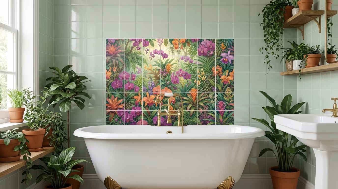 Orchid Delight tile mural