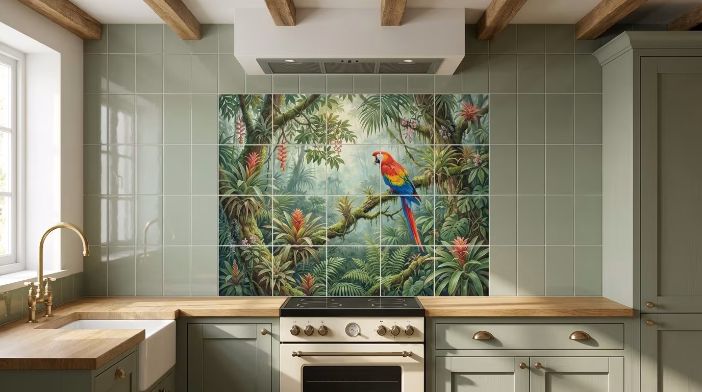 Paradise Macaw 1 - Tile Mural - Image 2