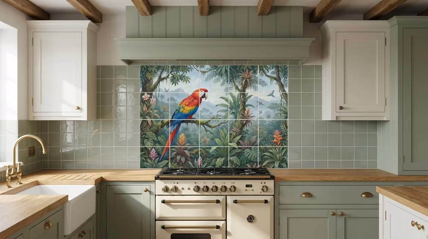Paradise Macaw 2 - Tile Mural - Image 2