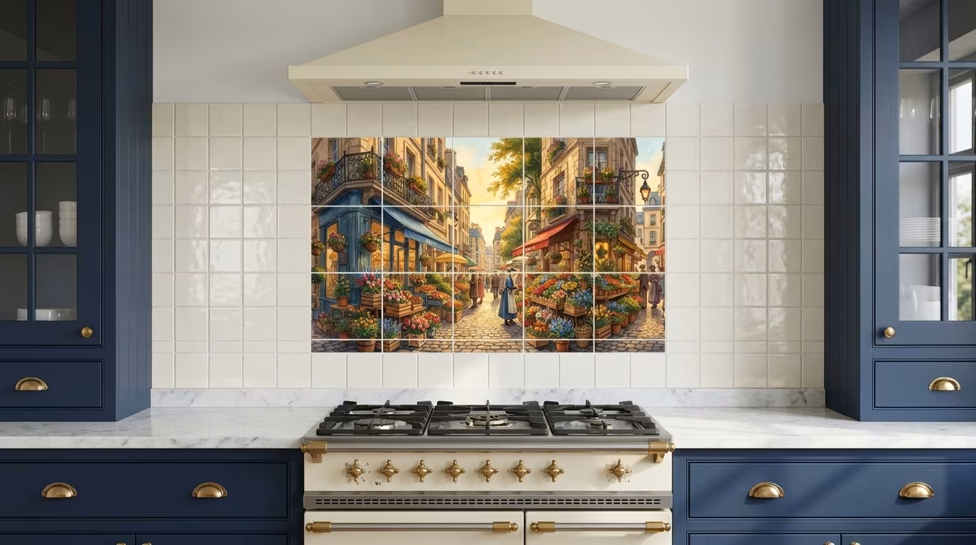 Paris Flower Market - Tile Mural - Image 2