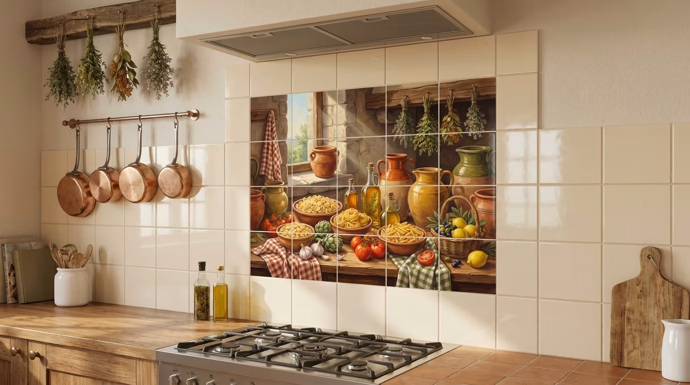Pasta and Olive Oil - Tile Mural - Image 2