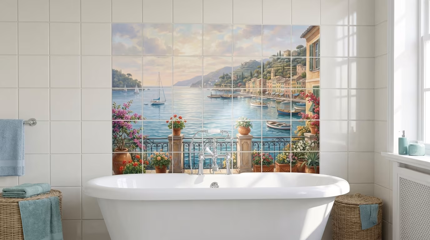 Portofino Balcony - Tile Mural - Image 2