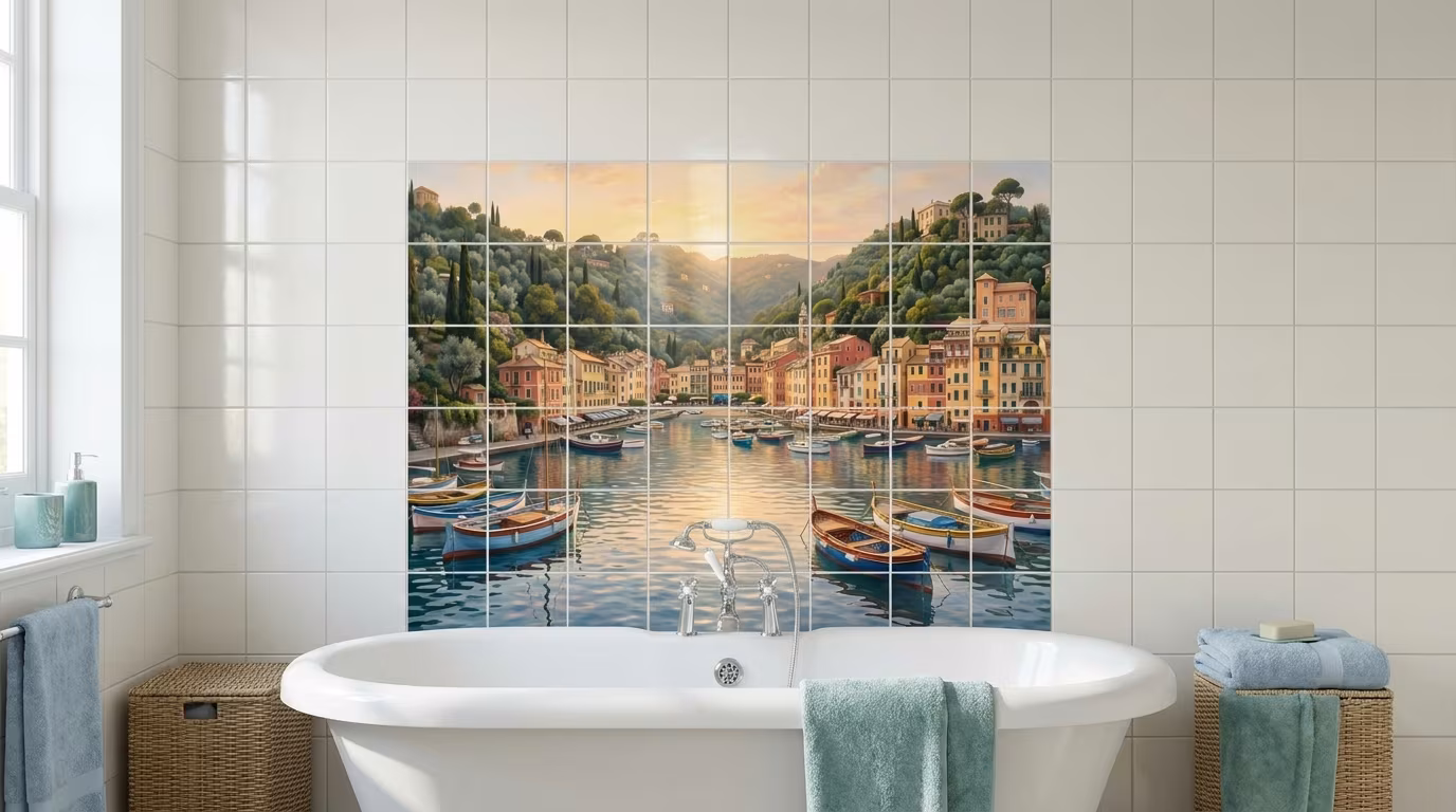 Portofino Boats - Tile Mural - Image 2