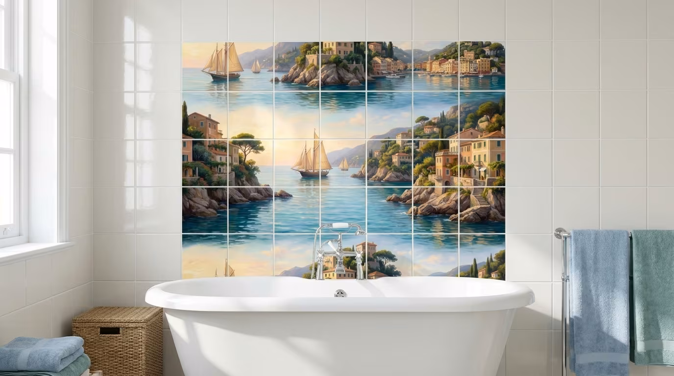 Portofino Distant Sails - Tile Mural - Image 2