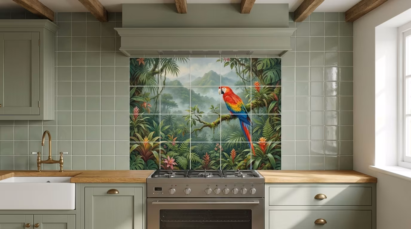 Red and Yellow Macaw - Tile Mural - Image 2