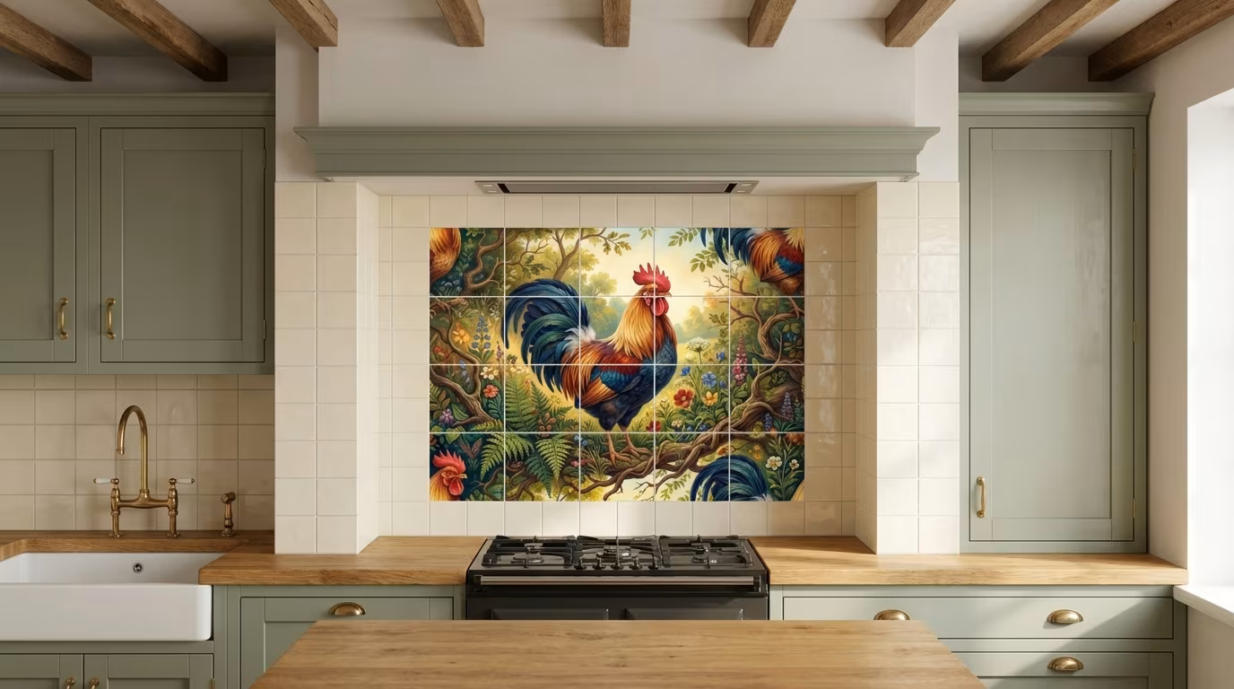 Rooster 3 - Tile Mural - Image 2