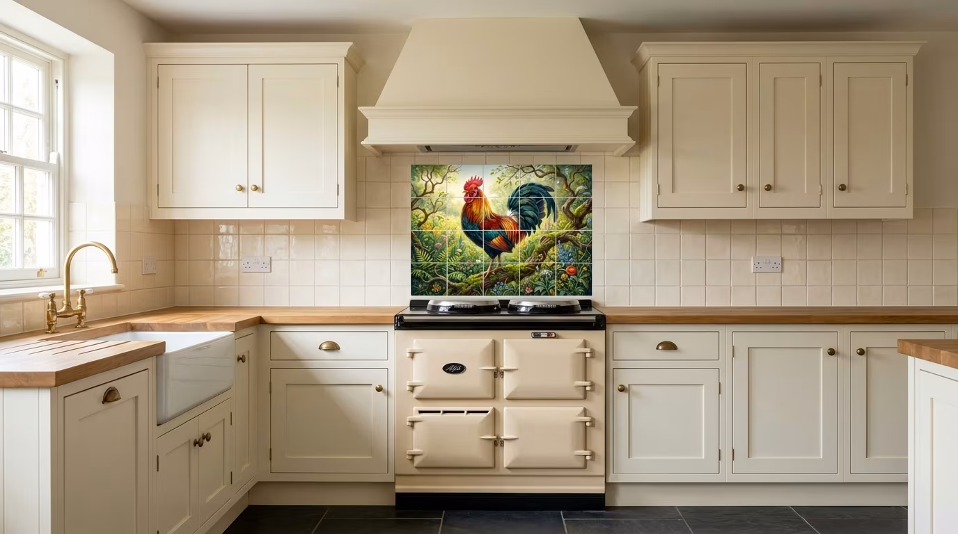 Rooster 6 tile mural