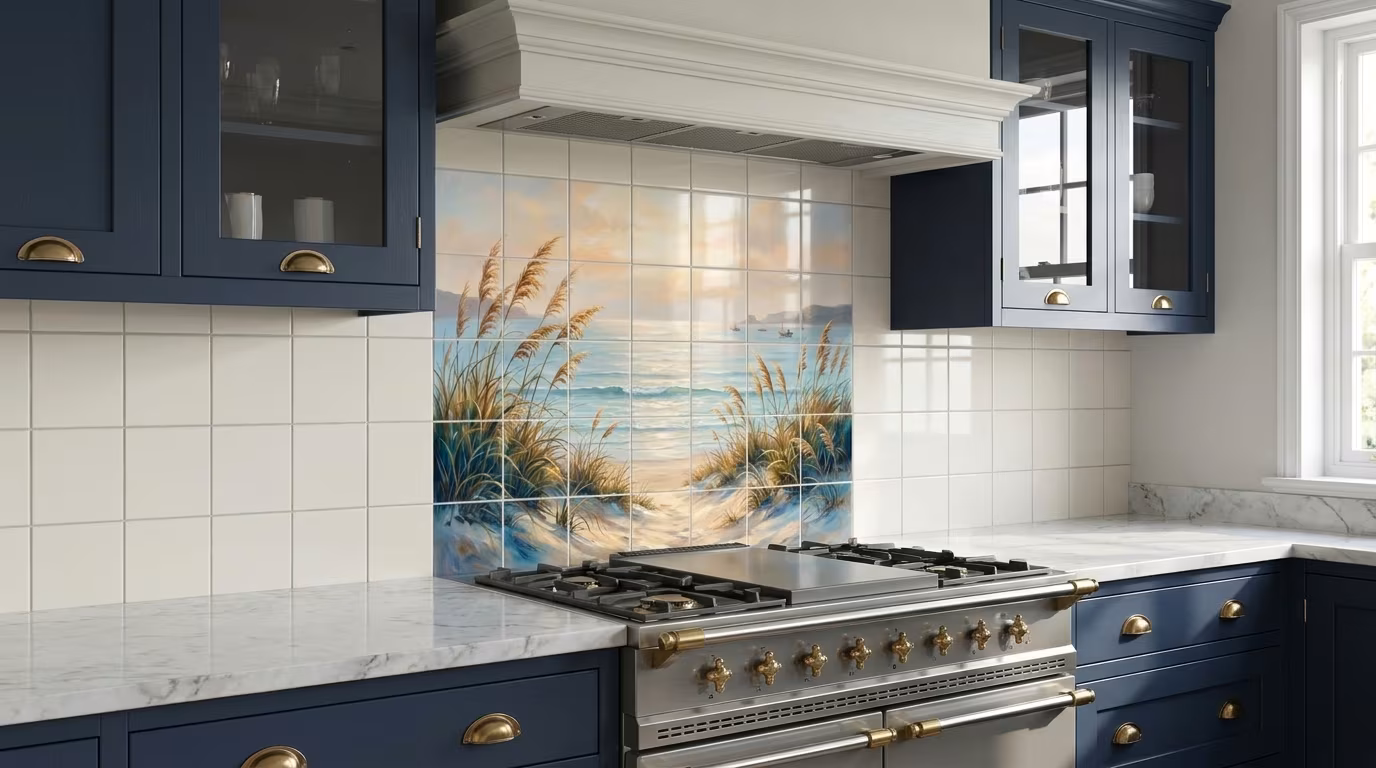 Sea Oat Beach porcelain tile mural