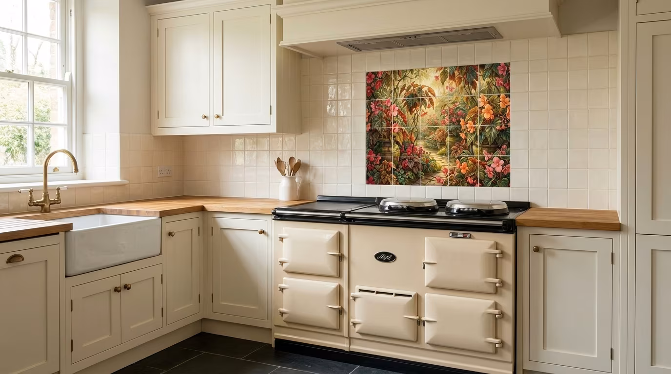 Sea of Begonias tile mural
