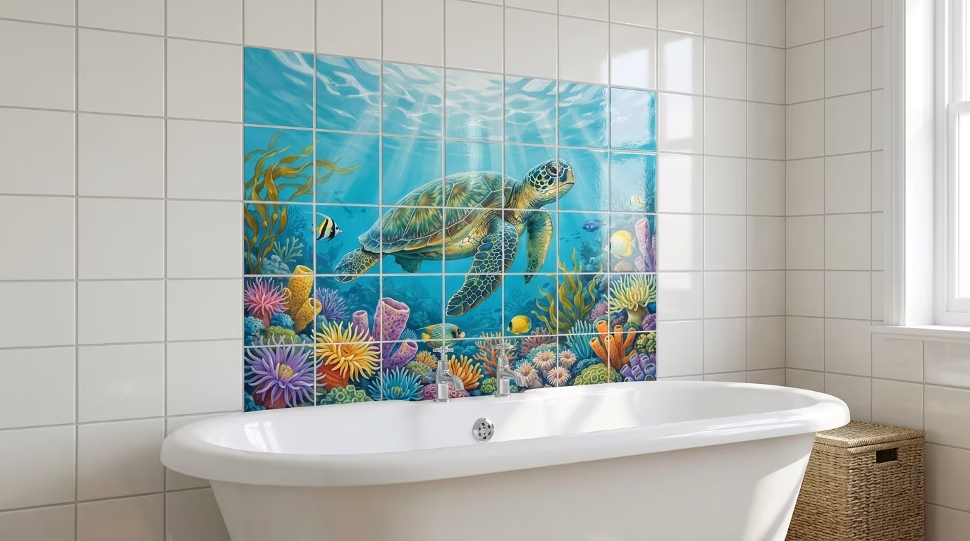 Sea Turtle II - Porcelain Tile Mural - Image 2