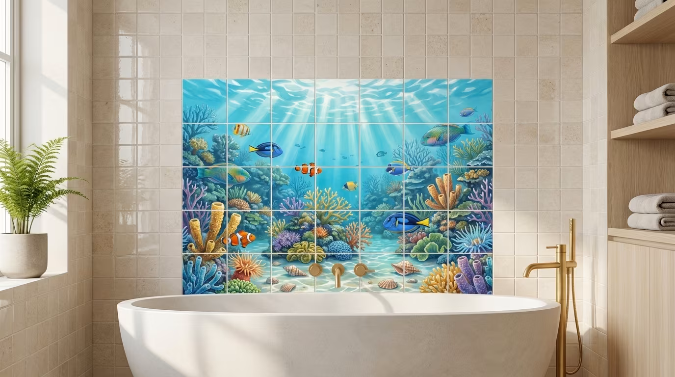 Seashell Square 1 - Tile Mural - Image 2