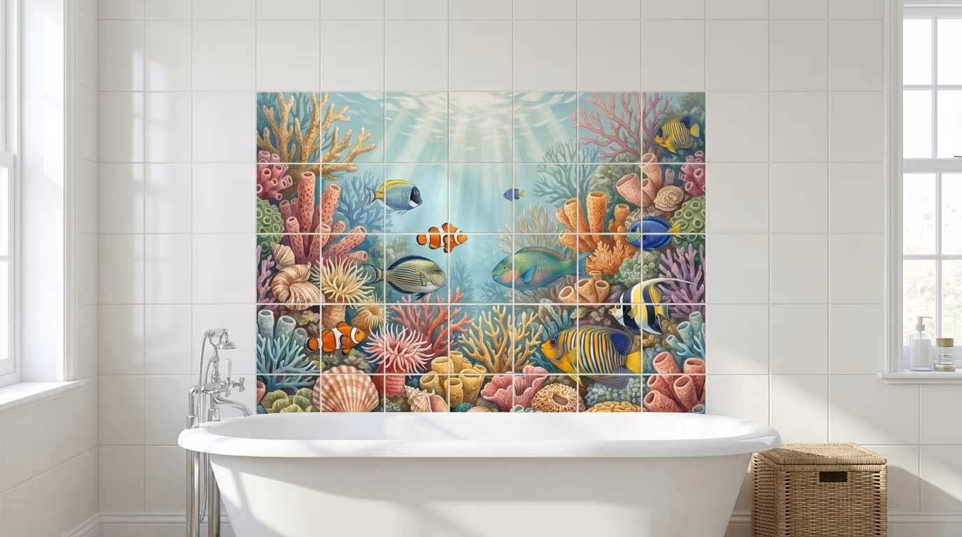 Seashell Square 2 tile mural