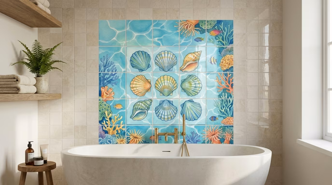 Seashell Square 9 - Accent Tile - Image 2