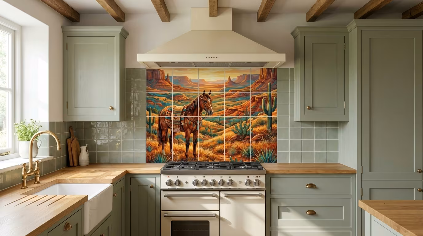 Southwest Horse 6 - Tile Mural - Image 2