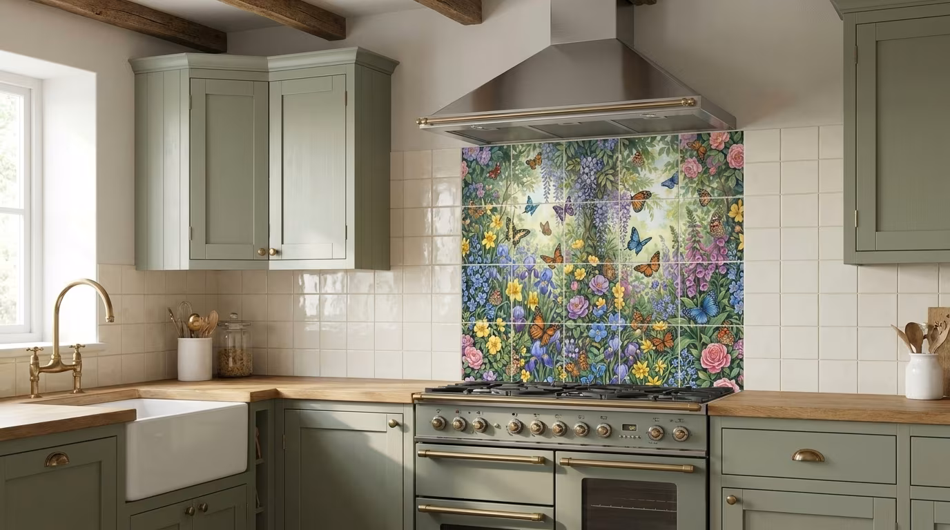 Spring Butterflies - Porcelain Tile Mural - Image 2