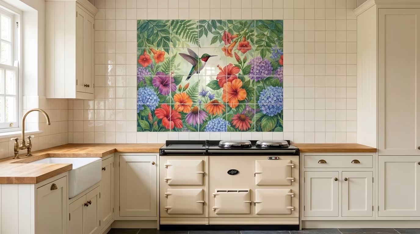 Summer Hummingbird - Tile Mural - Image 2