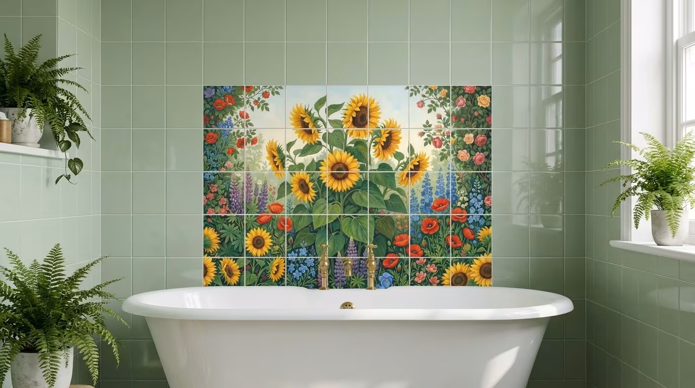 Sunflowers 2 - Tile Mural - Image 2