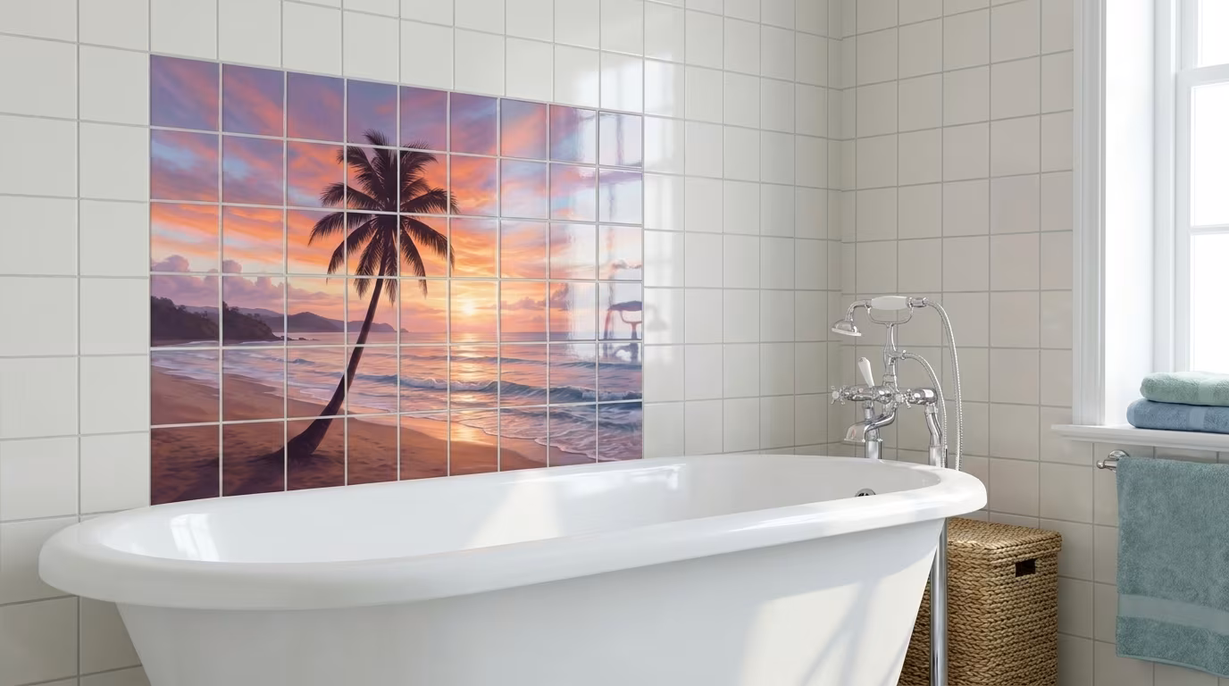 Sunset Palm tile mural