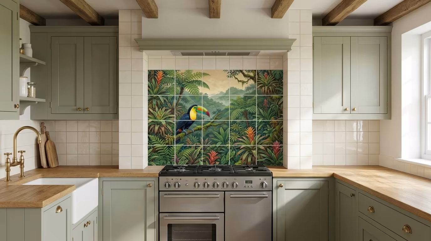 Toucan tile mural