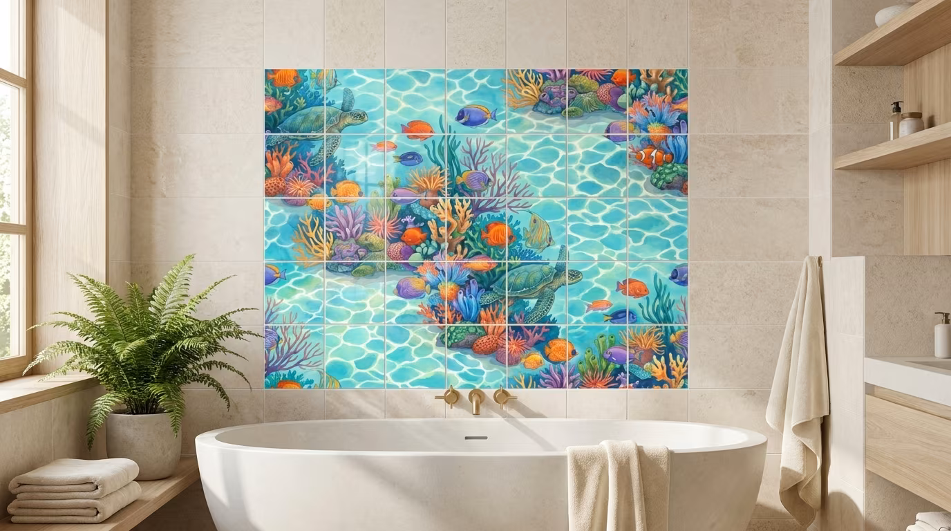 Tropical Pool 1 - Tile Mural - Image 2