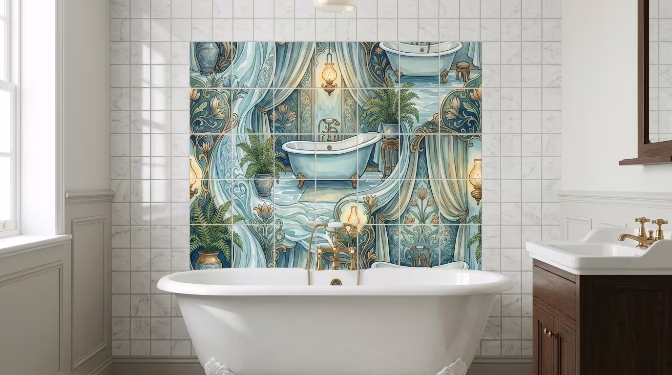 Victorian Bath II - Tile Mural - Image 2