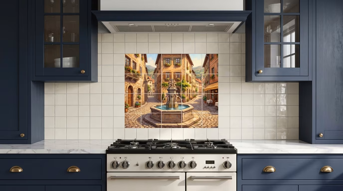 Village Fountain - Tile Mural - Image 2