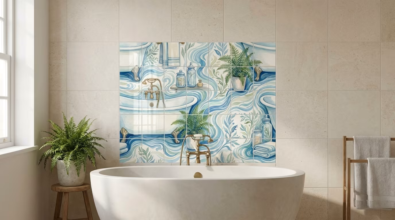 Vintage Bathroom I - Tile Mural - Image 2