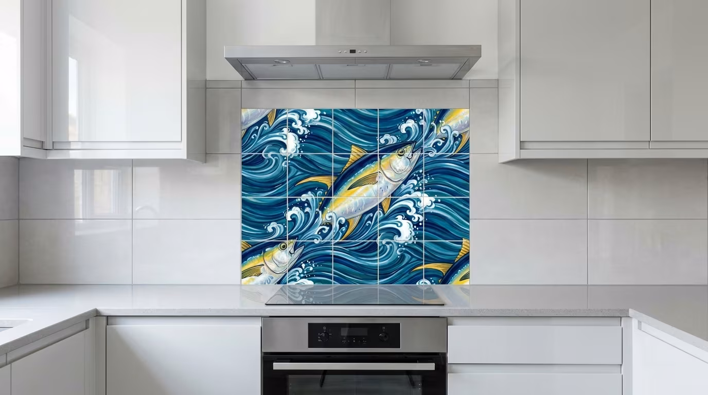 Yellow Fin Crash - Porcelain Tile Mural - Image 2