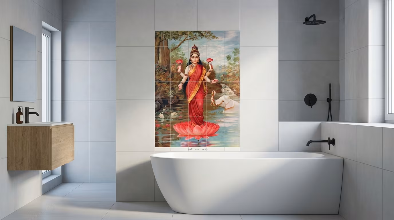 Lakshmi (1894), vintage Hindu Goddess illustration - Tile Mural - Image 2