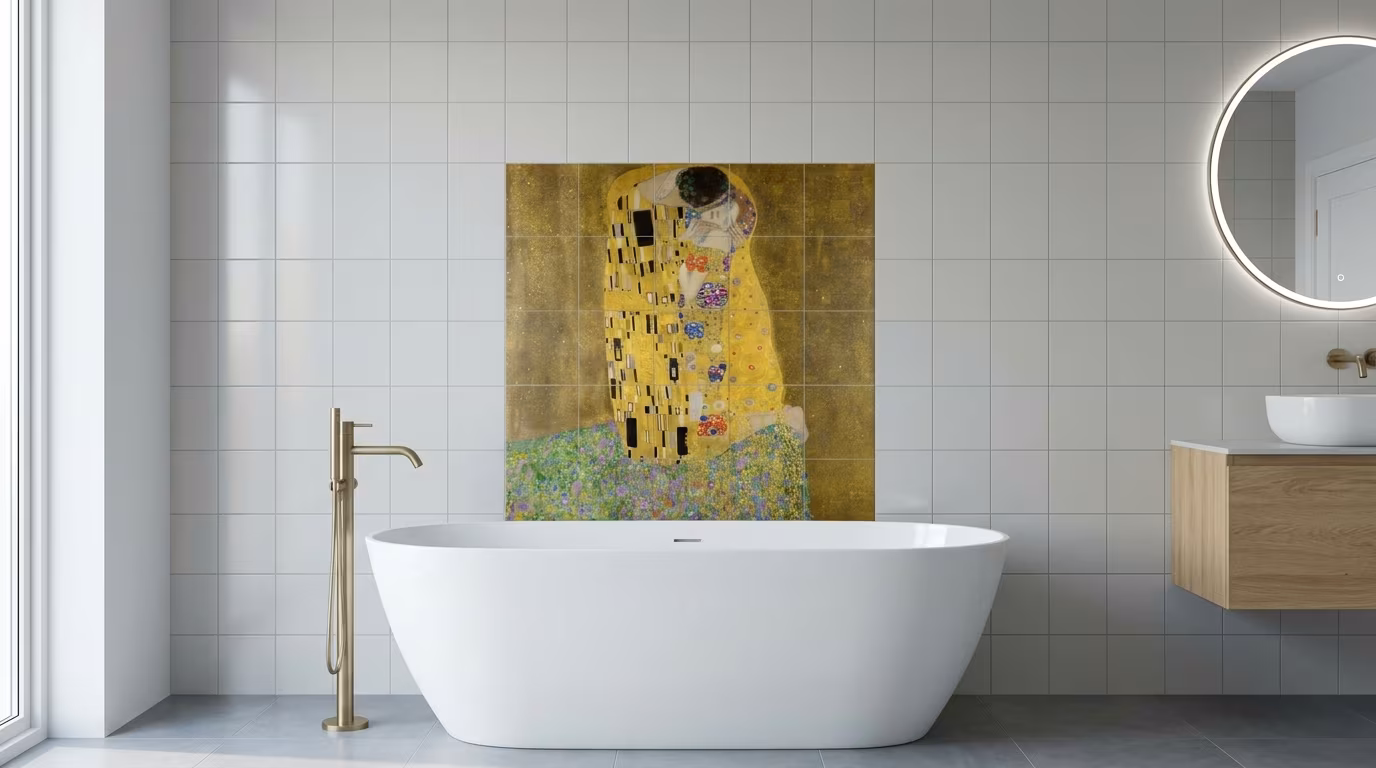 Gustav Klimt's The Kiss (1907–1908) famous painting - Tile Mural - Image 2