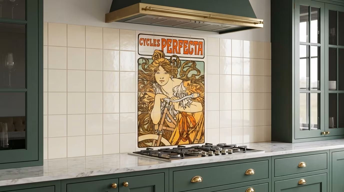 Cycles Perfecta (1897) by Alphonse Mucha tile mural
