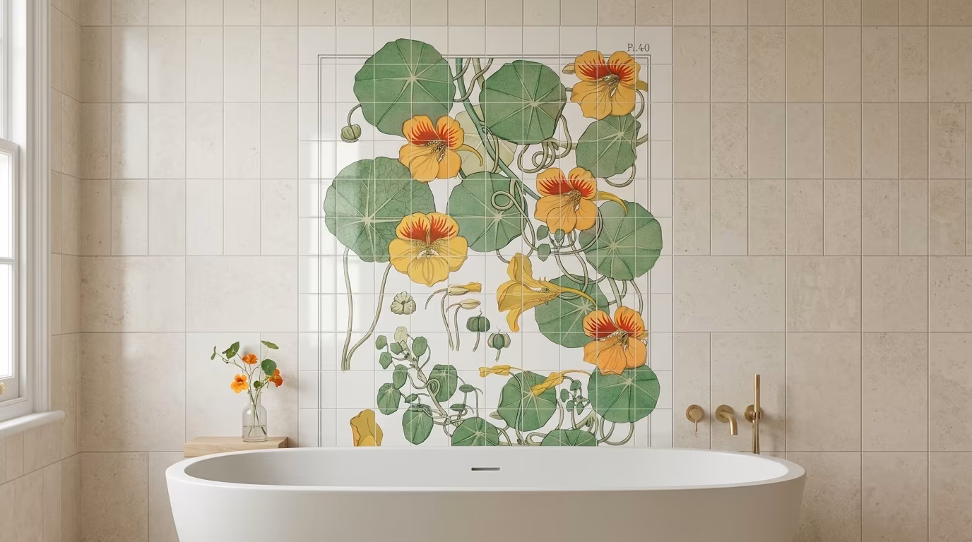 Capucine (nasturtium) from La Plante et ses Applications ornementales (1896) illustrated by Maurice Pillard Verneuil - Tile Mural - Image 2