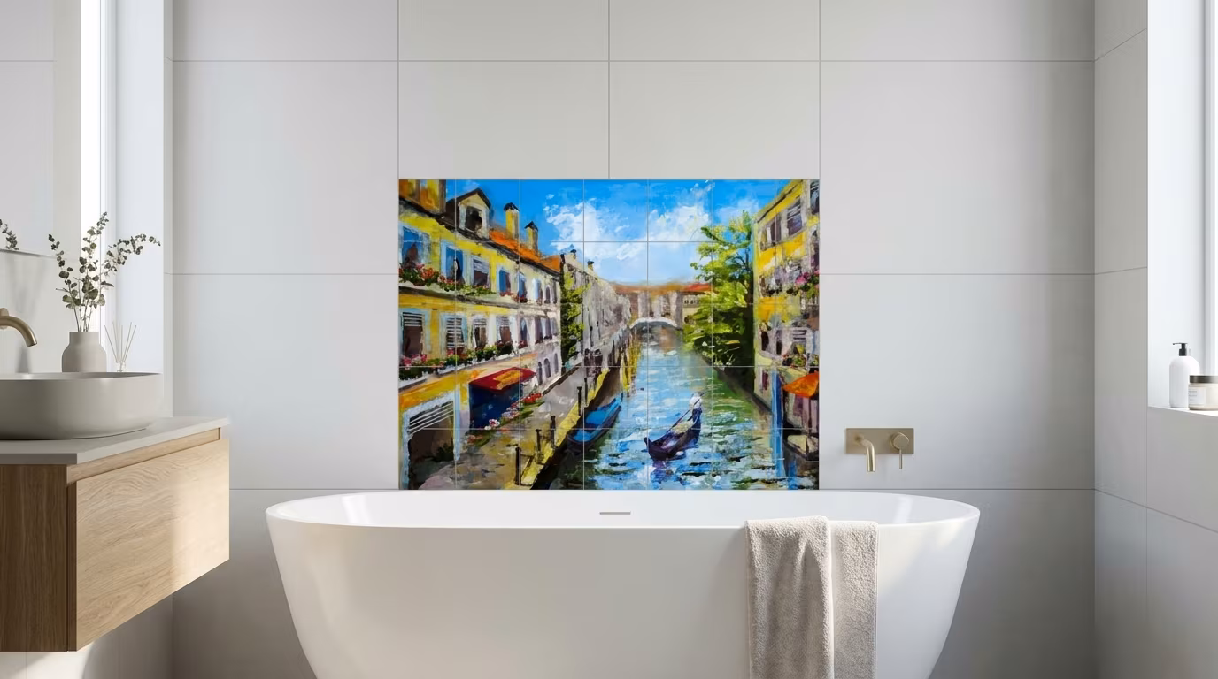 Venetian Canal Street Scene - Tile Mural - Image 2