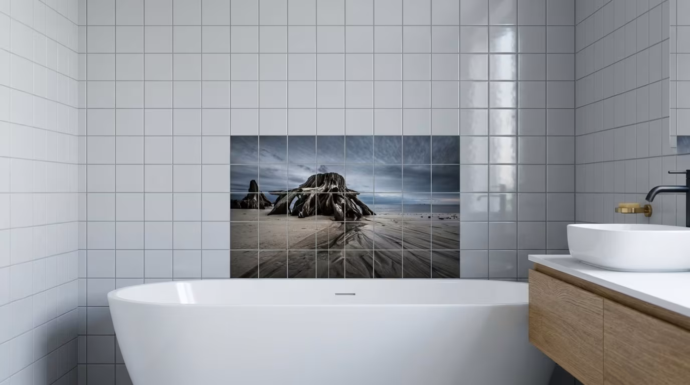 Driftwood on Moody Beach - Tile Mural - Image 2