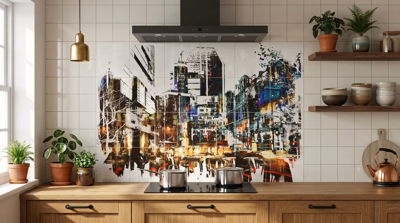 Abstract City Street Collage - Tile Mural - Image 2