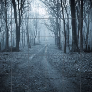 Misty Forest Road tile mural
