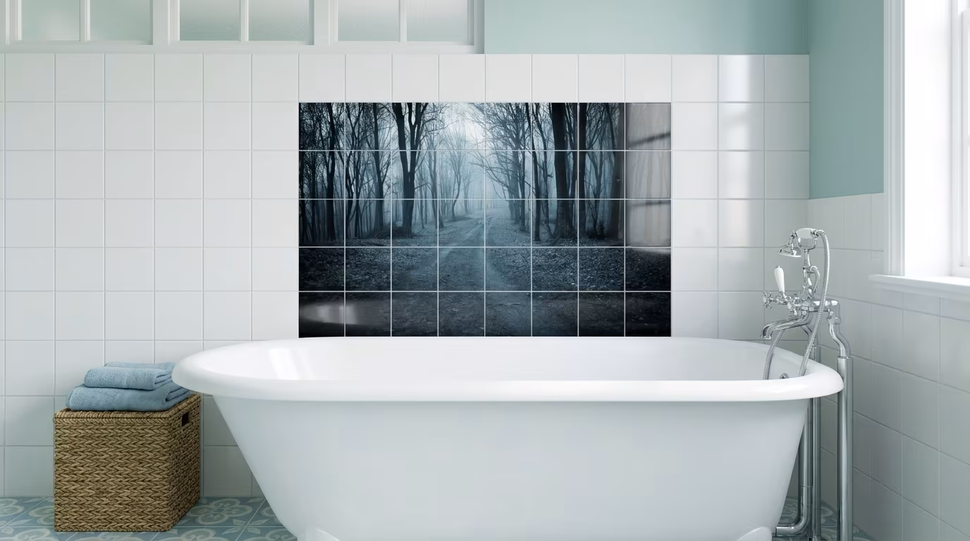 Misty Forest Road - Tile Mural - Image 2