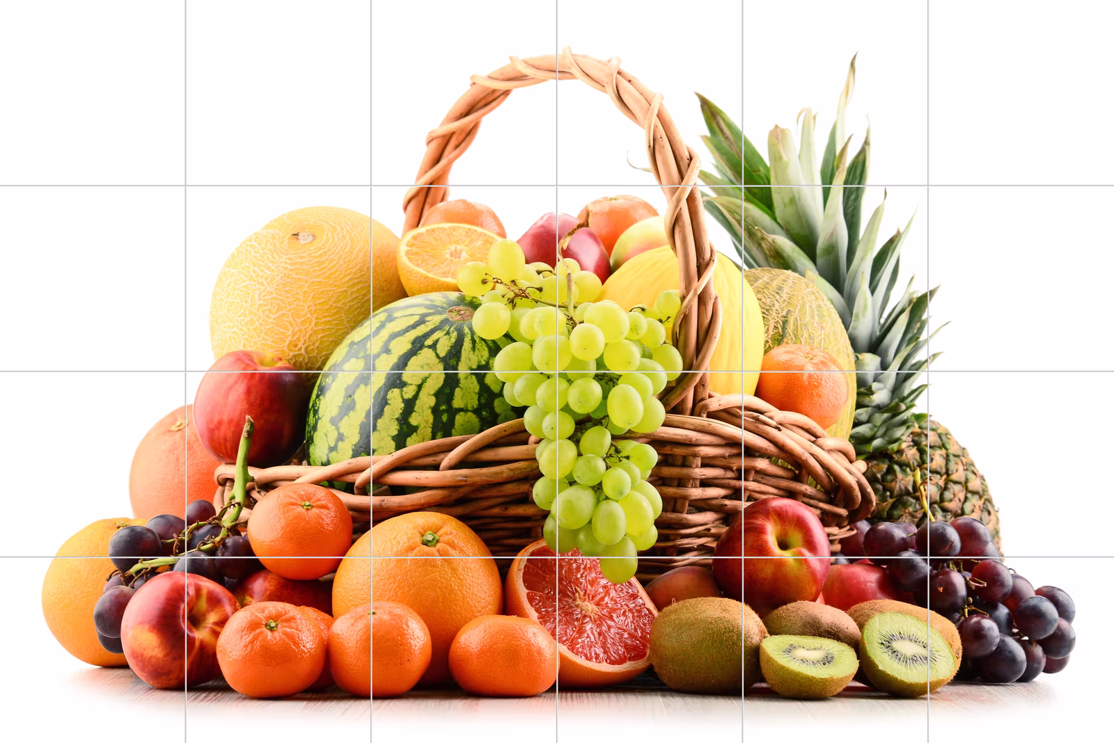 Ceramic tile mural of Fresh Fruit Basket Still Life