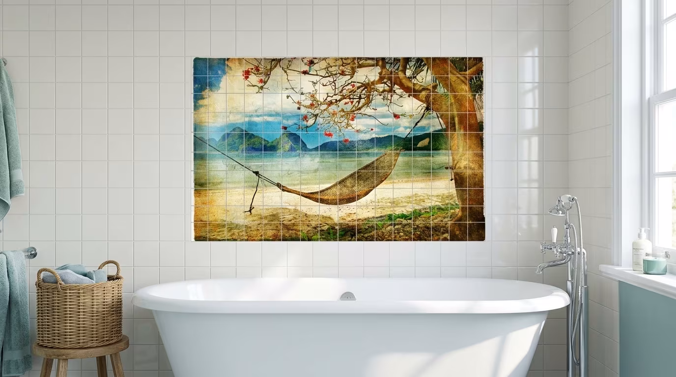 Tropical Hammock Beach Postcard - Tile Mural - Image 2